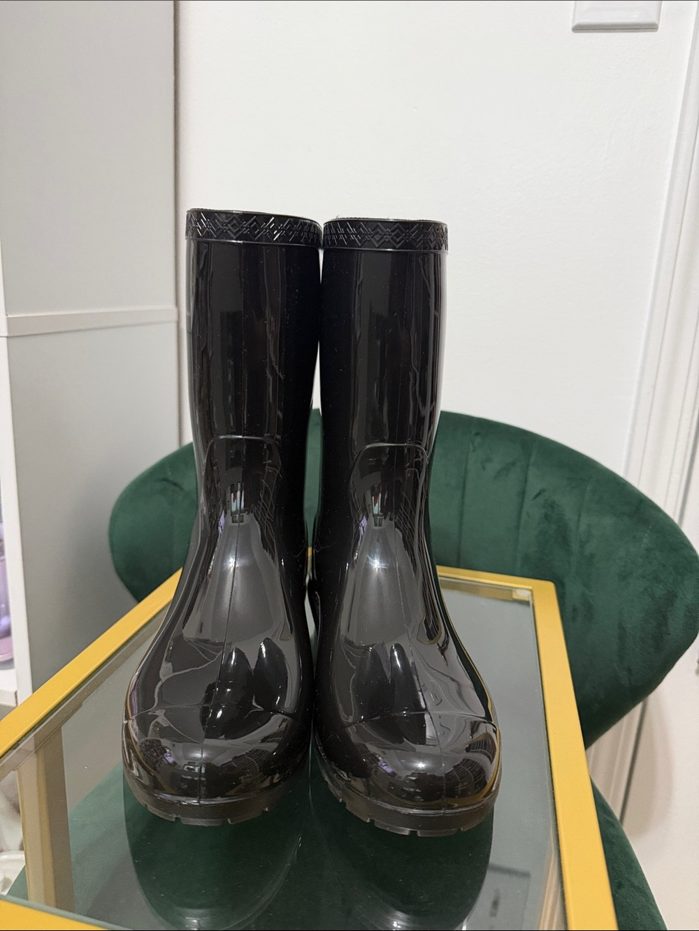 UGG Kids Glossy Black Rain Boots